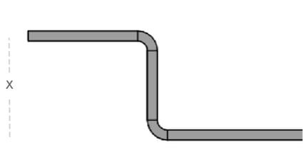 Lasergesneden metalen hoekstuk met gebogen rand, onderdeel van een structurele metaalbewerkingstoepassing.