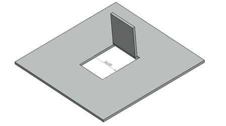 Lasergesneden metalen plaat met opstaande tab en maatvoering, voorbereid voor verdere kanten en assemblage.