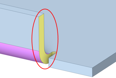 Detail van een lasergesneden U-profiel met markering, gebruikt in technische metaalbewerking en kantprocessen.