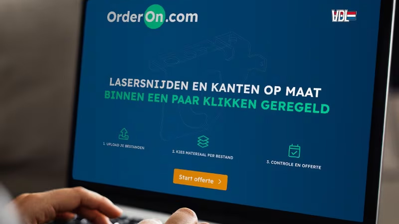 Landingspagina van OrderOn.com op een laptop